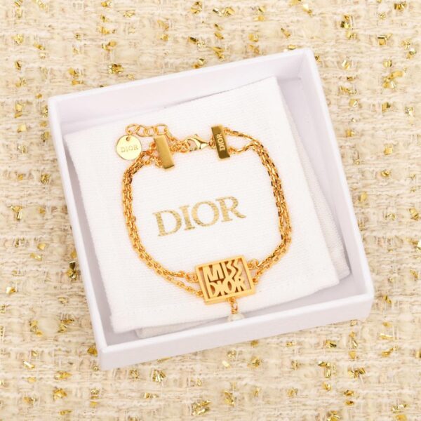 réplica,joyas,joyería,1:1,replica,fake,lujo,barato Pulsera Dior con colgante cuadrado de letra calada (2J5WQ)