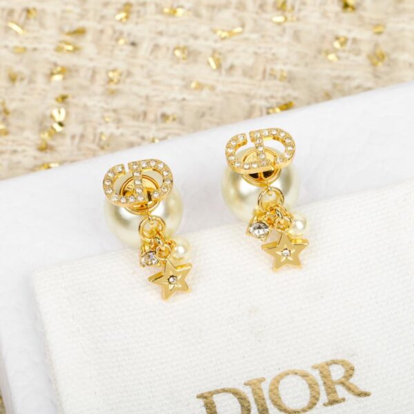 réplica,joyas,joyería,1:1,replica,fake,lujo,barato Pendientes Dior CD Star con diamantes y perlas (0ON4D)