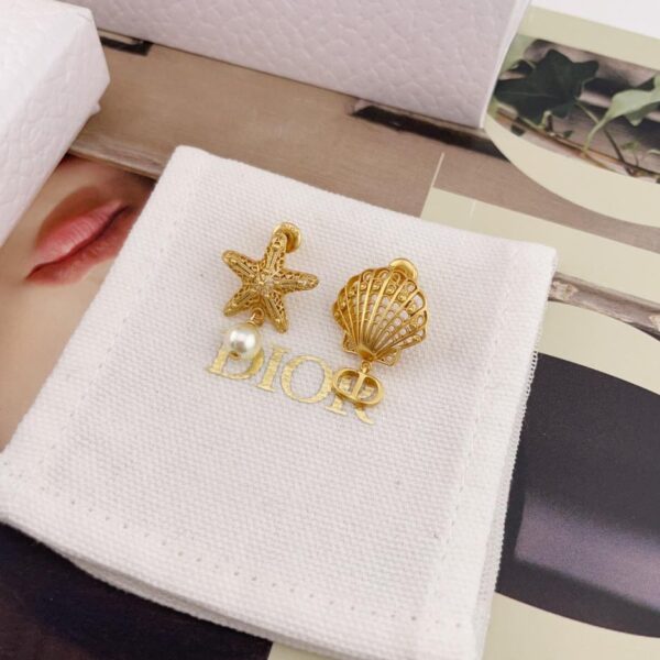réplica,joyas,joyería,1:1,replica,fake,lujo,barato Pendientes de botón con cuentas CD y concha de estrella de Dior (R2Z9U)