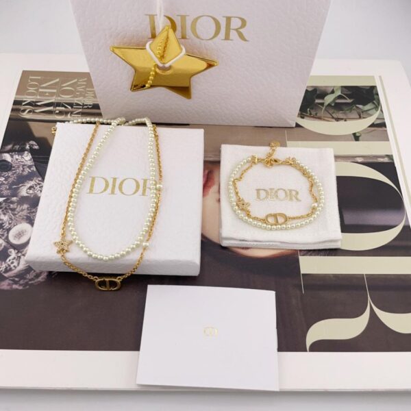 réplica,joyas,joyería,1:1,replica,fake,lujo,barato Collar de doble capa con perla y estrella CD de Dior (talla 7XWL)