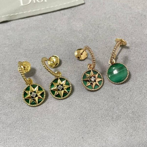 réplica,joyas,joyería,1:1,replica,fake,lujo,barato Pendientes Dior Natural Malachite Compass (QMRZT) en oro V (reversibles)