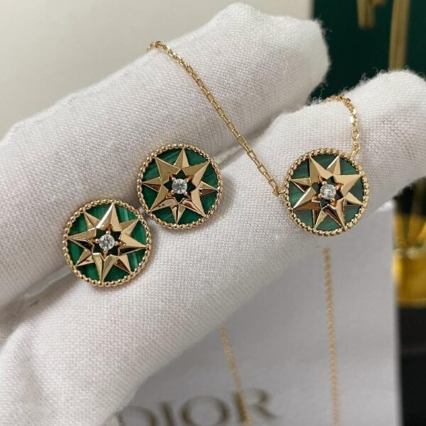 réplica,joyas,joyería,1:1,replica,fake,lujo,barato Pendientes Dior Natural Malachite Compass (QMRZT) en oro V (reversibles)