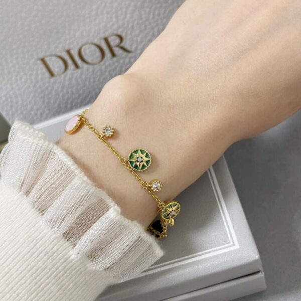 réplica,joyas,joyería,1:1,replica,fake,lujo,barato Pulsera Dior con brújula floral multicolor, de doble cara, de oro V (ID5SR)