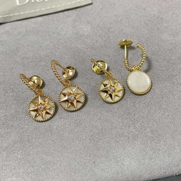 réplica,joyas,joyería,1:1,replica,fake,lujo,barato Pendientes Dior de alta gama con brújula de nácar blanco en oro V (AYY5L)