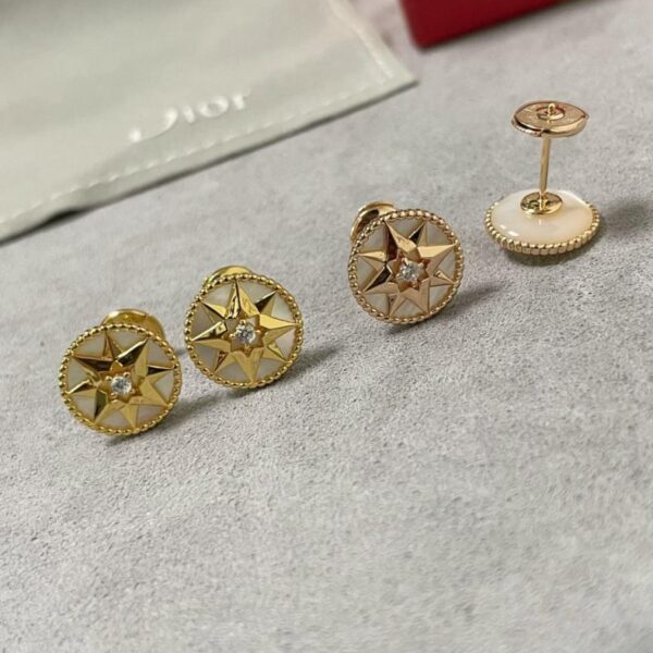 réplica,joyas,joyería,1:1,replica,fake,lujo,barato Pendientes Dior High White Mother of Pearl Compass (V9857) en V-gold.