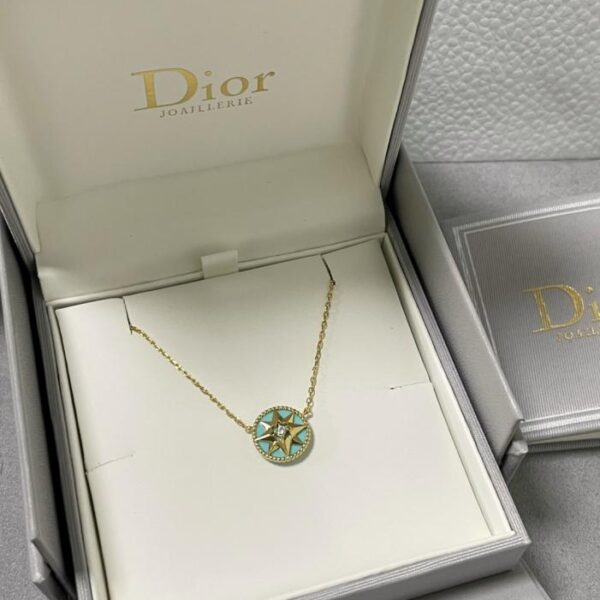 réplica,joyas,joyería,1:1,replica,fake,lujo,barato Collar Dior con brújula turquesa de alta calidad en oro V (FQFSU)
