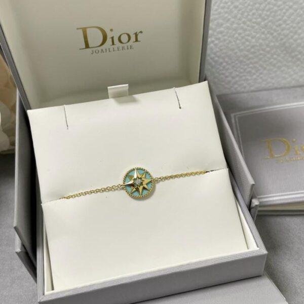 réplica,joyas,joyería,1:1,replica,fake,lujo,barato Pulsera Dior Premium con brújula turquesa en oro (JMK7E)