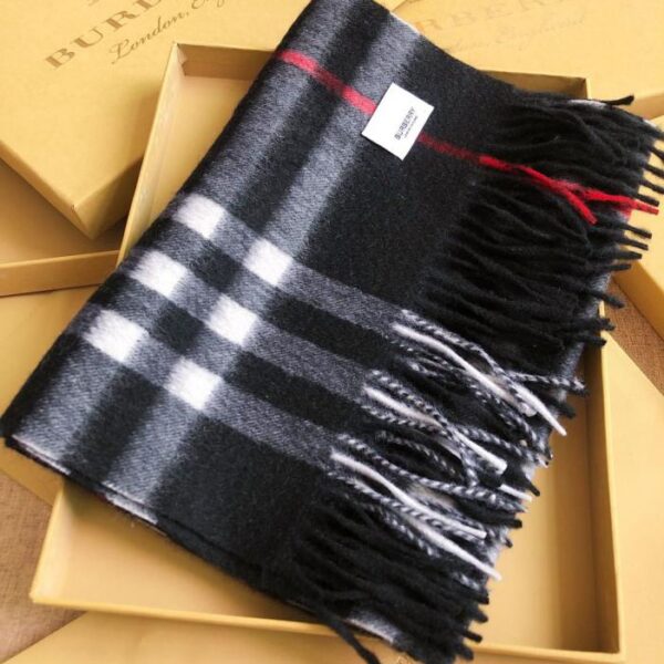 réplica,joyas,joyería,1:1,replica,fake,lujo,barato Bufanda clásica de cachemir a cuadros con estampado de ondas profundas de Burberry en negro (4 NYNZ)