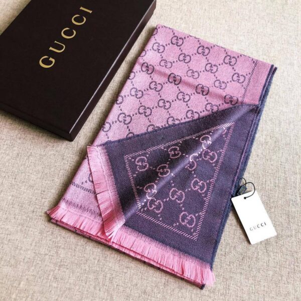 réplica,joyas,joyería,1:1,replica,fake,lujo,barato Bufanda GUCCI de jacquard con doble G 100 % lana (ZU8HH)