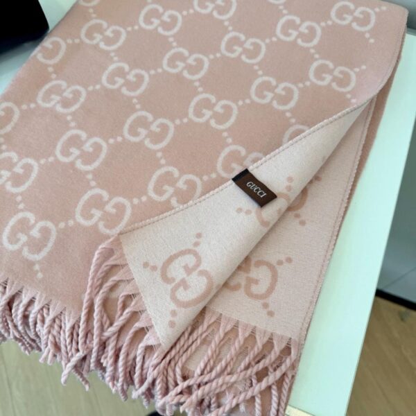 réplica,joyas,joyería,1:1,replica,fake,lujo,barato Bufanda Gucci de lana jacquard suave con patrón entrelazado del logotipo de doble G (0TQU7)
