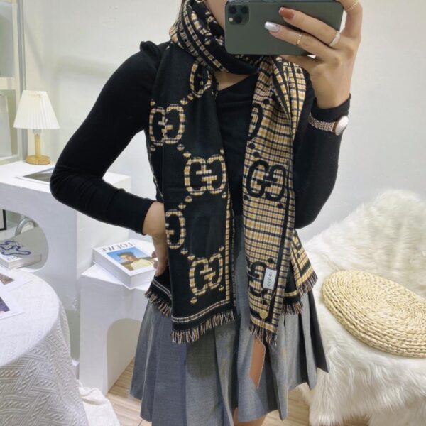 réplica,joyas,joyería,1:1,replica,fake,lujo,barato Chal reversible de jacquard con doble G de Gucci (6FF3Z)