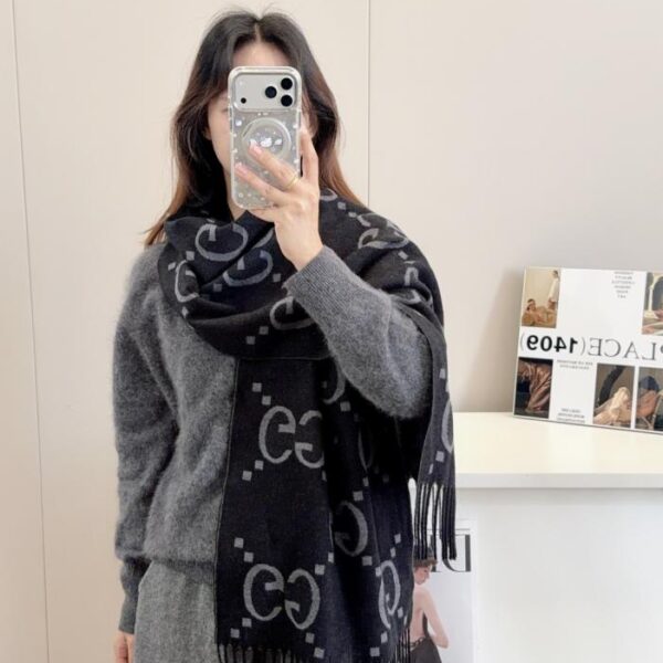 réplica,joyas,joyería,1:1,replica,fake,lujo,barato Bufanda de lana y seda con letras estilo Gucci (BX4HJ)