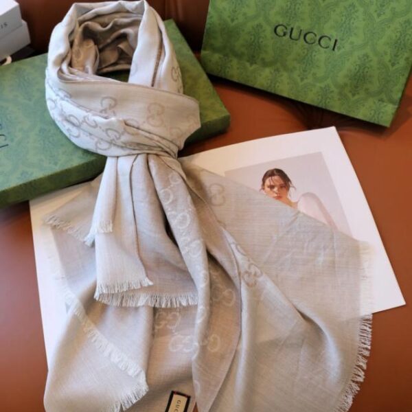 réplica,joyas,joyería,1:1,replica,fake,lujo,barato Elegante bufanda larga de cachemir y seda jacquard bicolor de Gucci (Y08NQ)