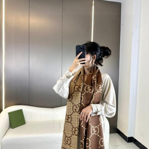 réplica,joyas,joyería,1:1,replica,fake,lujo,barato Bufanda de lana jacquard de doble cara con estampado GG (34NNE)