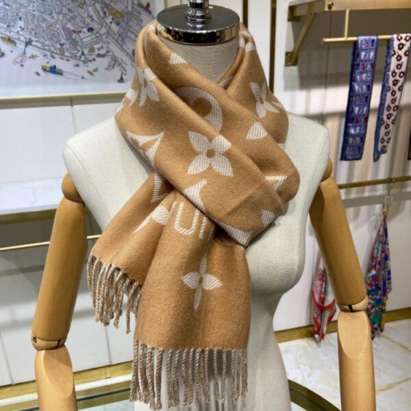 réplica,joyas,joyería,1:1,replica,fake,lujo,barato Bufanda larga de doble cara con textura y logotipo LV de Louis Vuitton, bufanda Simply LV (I8V9E)