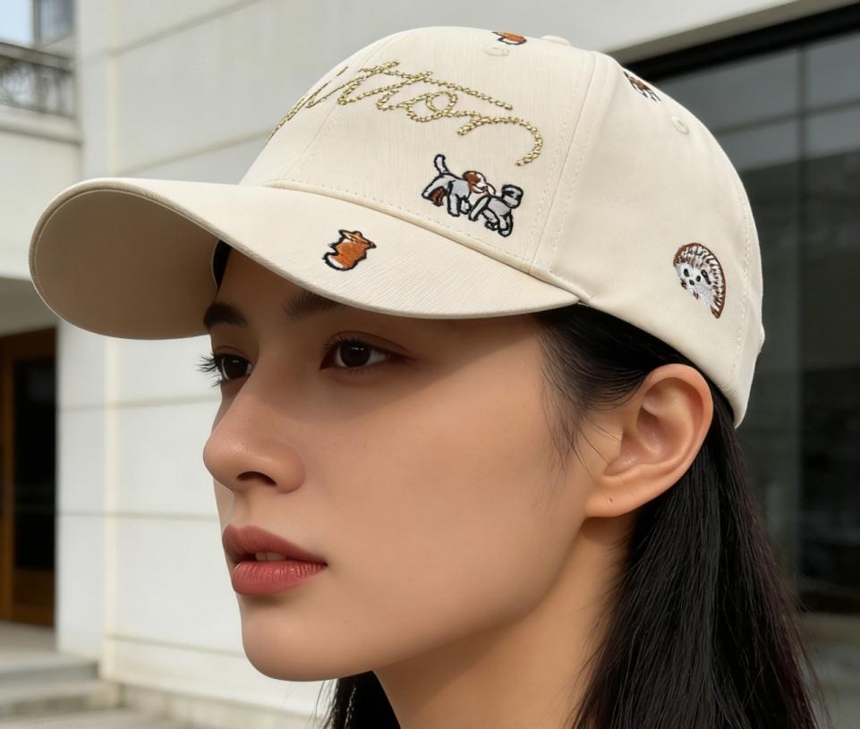 réplica,joyas,joyería,1:1,replica,fake,lujo,barato réplica,joyas,joyería,1:1,replica,fake,lujo,barato Gorra de béisbol bordada con perro y estampado integral de adorables cachorros + firma manuscrita con pedrería (QLLEHA)