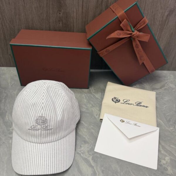 réplica,joyas,joyería,1:1,replica,fake,lujo,barato Gorra de béisbol a rayas Loro Piana Storm System (X38OJS)