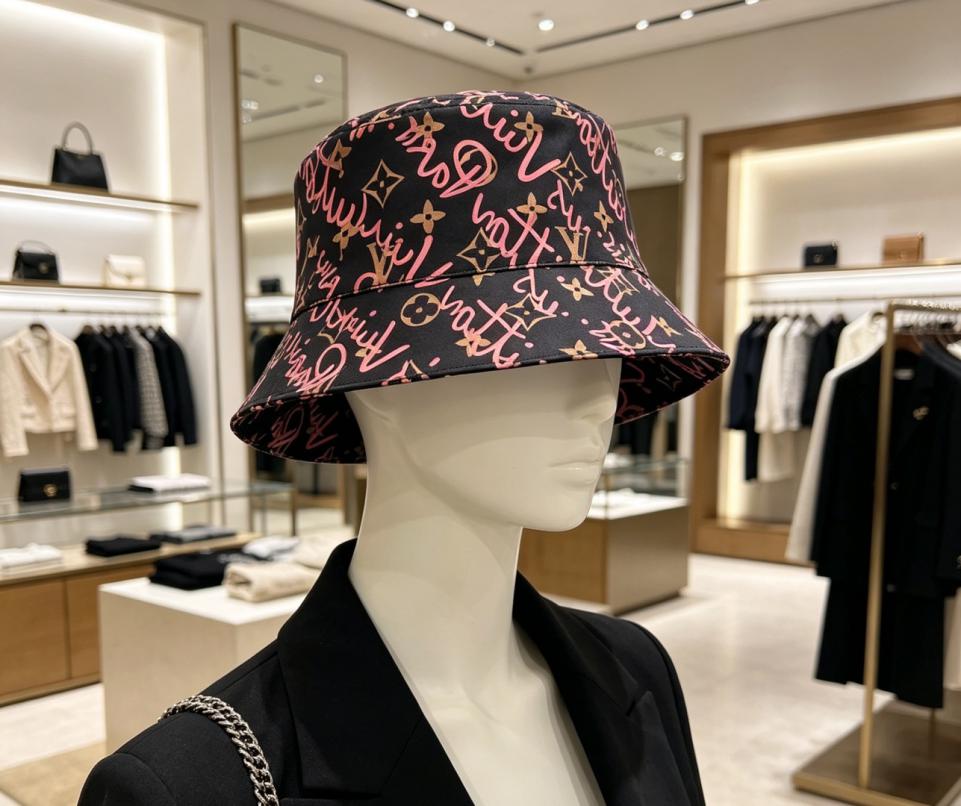 réplica,joyas,joyería,1:1,replica,fake,lujo,barato réplica,joyas,joyería,1:1,replica,fake,lujo,barato Sombrero tipo pescador con monograma de grafiti de Louis Vuitton (WTAIQ0)