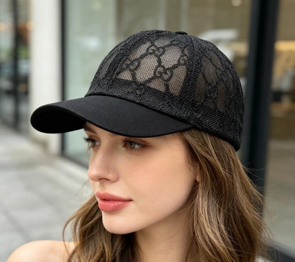 réplica,joyas,joyería,1:1,replica,fake,lujo,barato réplica,joyas,joyería,1:1,replica,fake,lujo,barato Gorra de béisbol de malla con monograma de Gucci (YRA8A9)