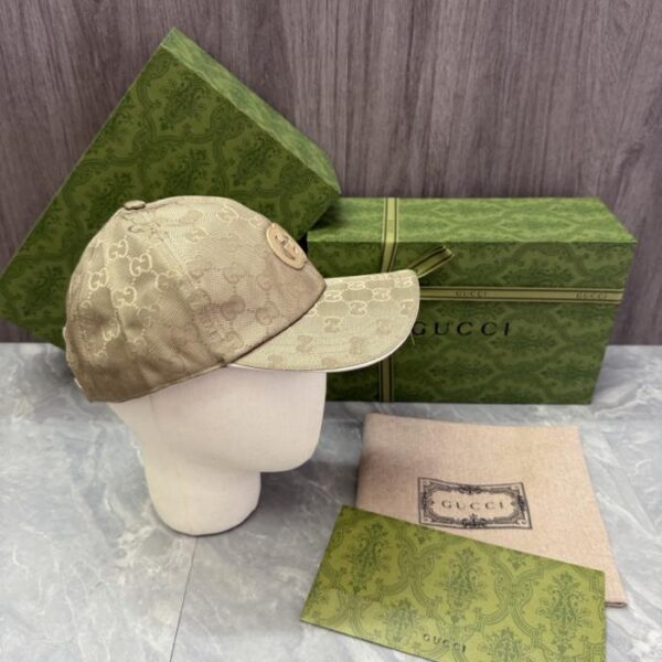 réplica,joyas,joyería,1:1,replica,fake,lujo,barato Gorra de béisbol GUCCI, lona clásica con monograma GG y etiqueta de cuero (grabada con «G(XW2540)»).