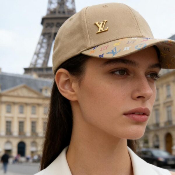réplica,joyas,joyería,1:1,replica,fake,lujo,barato Gorra de béisbol LV con monograma colorido y logo metálico, último modelo de la boutique (H04AJ7)