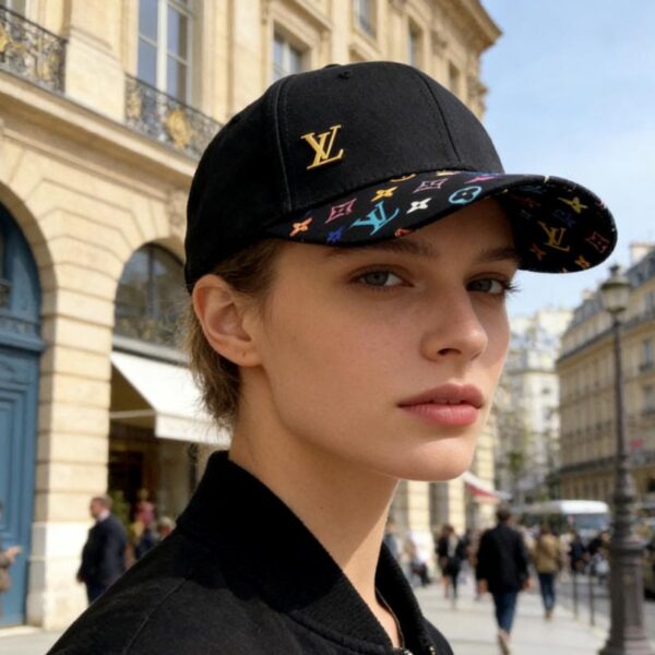 réplica,joyas,joyería,1:1,replica,fake,lujo,barato Gorra de béisbol con monograma de metal y logo colorido de LV, último modelo de la boutique (YVVMR7)