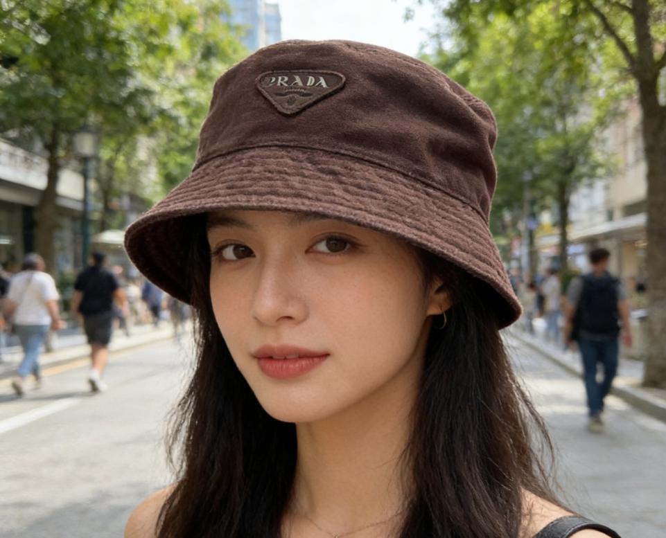 réplica,joyas,joyería,1:1,replica,fake,lujo,barato réplica,joyas,joyería,1:1,replica,fake,lujo,barato Gorro de pescador con logo triangular de Prada (IZTNLA)