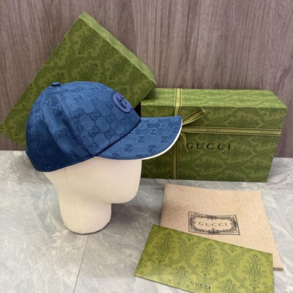 réplica,joyas,joyería,1:1,replica,fake,lujo,barato Gorra de béisbol GUCCI, lona clásica con monograma GG y detalles de cuero (9WLQEM)