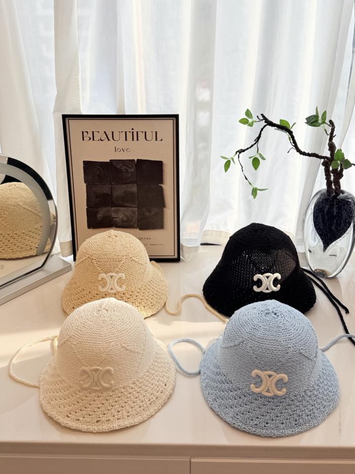 réplica,joyas,joyería,1:1,replica,fake,lujo,barato réplica,joyas,joyería,1:1,replica,fake,lujo,barato Sombrero de pescador tejido calado estilo CELINE (C3KD1G)