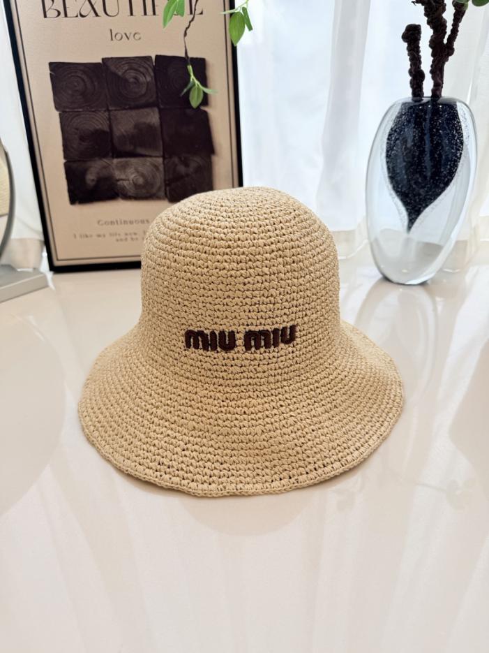 réplica,joyas,joyería,1:1,replica,fake,lujo,barato réplica,joyas,joyería,1:1,replica,fake,lujo,barato Sombrero de pescador de paja Miu Miu, hecho de paja natural (2SOF16).