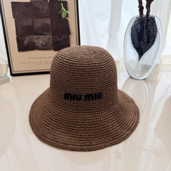 réplica,joyas,joyería,1:1,replica,fake,lujo,barato Sombrero de pescador de paja Miu Miu, hecho de paja natural (KBQKYF)