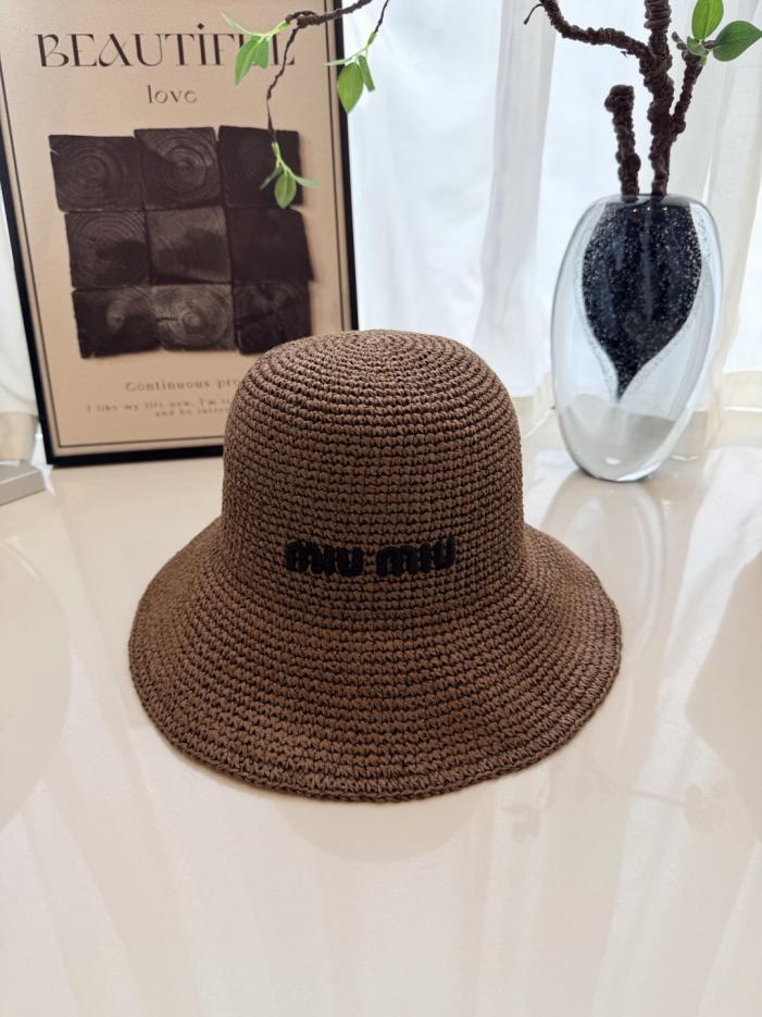 réplica,joyas,joyería,1:1,replica,fake,lujo,barato réplica,joyas,joyería,1:1,replica,fake,lujo,barato Sombrero de pescador de paja Miu Miu, hecho de paja natural (KBQKYF)