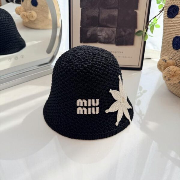 réplica,joyas,joyería,1:1,replica,fake,lujo,barato Gorro de pescador de ganchillo hecho a mano de Miu Miu (ISHDS5)