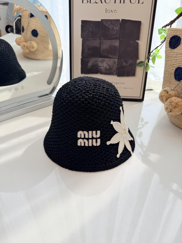 réplica,joyas,joyería,1:1,replica,fake,lujo,barato réplica,joyas,joyería,1:1,replica,fake,lujo,barato Gorro de pescador de ganchillo hecho a mano de Miu Miu (ISHDS5)