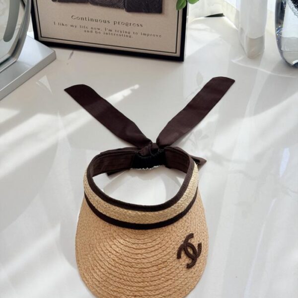 réplica,joyas,joyería,1:1,replica,fake,lujo,barato Visera Chanel con fino tejido de paja (9TK8N8)