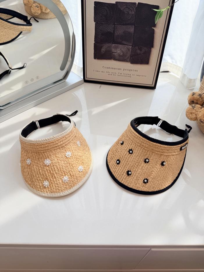 réplica,joyas,joyería,1:1,replica,fake,lujo,barato réplica,joyas,joyería,1:1,replica,fake,lujo,barato Nuevo sombrero con visera de rafia de Miu Miu, sombrero de paja con visera de margaritas (2Q7CF4)