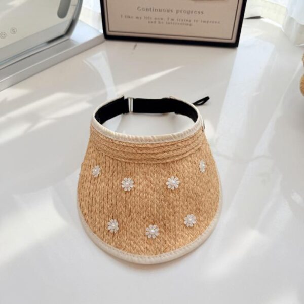 réplica,joyas,joyería,1:1,replica,fake,lujo,barato Nuevo sombrero con visera de rafia de Miu Miu, sombrero de paja con visera de margaritas (L7E600)