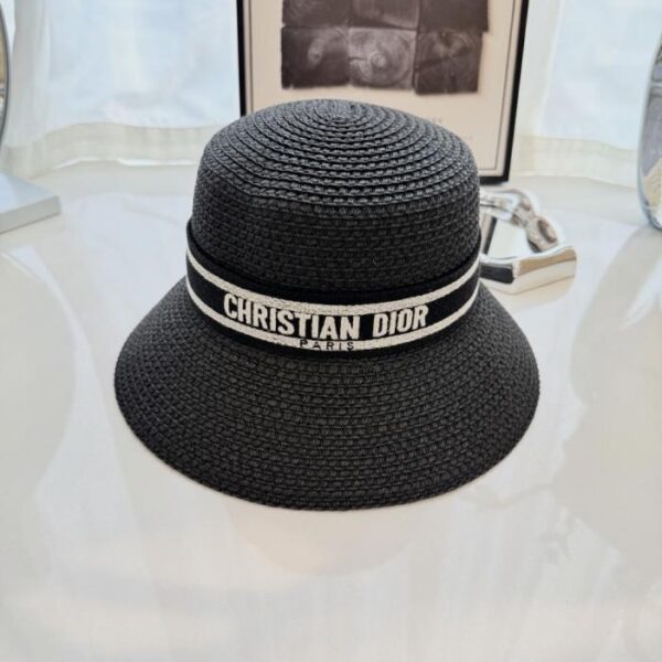 réplica,joyas,joyería,1:1,replica,fake,lujo,barato Sombrero de pescador de paja para mujer de Dior, material de paja calada (TD3D88)