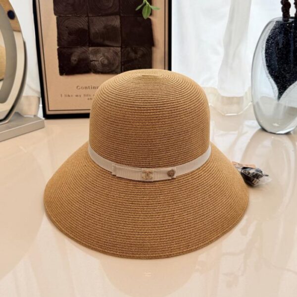 réplica,joyas,joyería,1:1,replica,fake,lujo,barato Sombrero de pescador de paja de Chanel, hecho de rafia (RVMOQD).