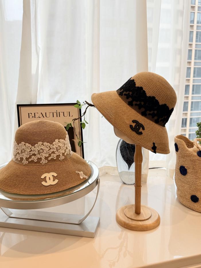 réplica,joyas,joyería,1:1,replica,fake,lujo,barato réplica,joyas,joyería,1:1,replica,fake,lujo,barato Sombrero de pescador de paja con encaje estilo Chanel (06Q0XO)