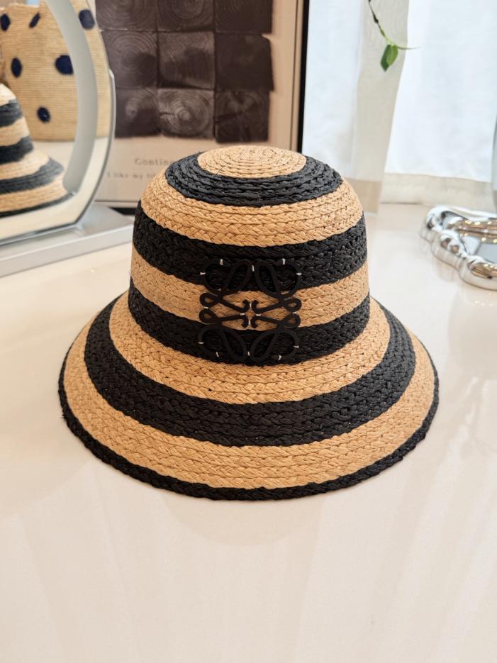 réplica,joyas,joyería,1:1,replica,fake,lujo,barato réplica,joyas,joyería,1:1,replica,fake,lujo,barato Sombrero de pescador de rafia a rayas estilo LOEWE, rafia tejida a mano (1N5Q5X)
