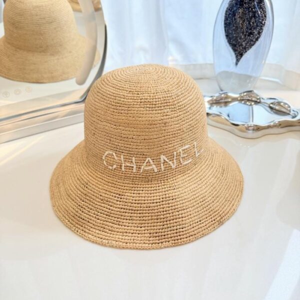 réplica,joyas,joyería,1:1,replica,fake,lujo,barato Sombrero de pescador Chanel de paja tejido a mano, rafia natural tejida a mano (L228A0)