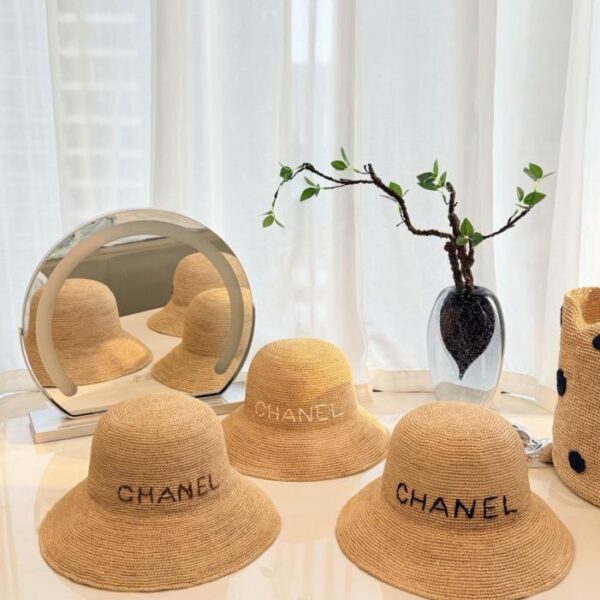 réplica,joyas,joyería,1:1,replica,fake,lujo,barato Sombrero de pescador Chanel de paja tejido a mano, rafia natural tejida a mano (L6NBCU)