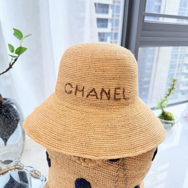 réplica,joyas,joyería,1:1,replica,fake,lujo,barato Sombrero de pescador Chanel de paja tejido a mano, rafia natural tejida a mano (NIK4X8)