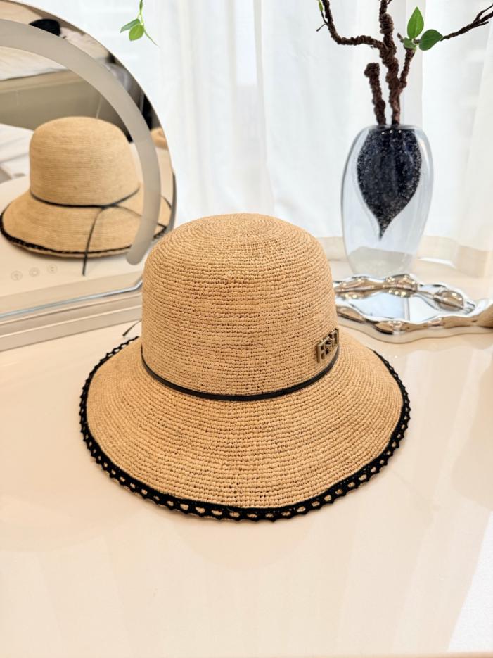 réplica,joyas,joyería,1:1,replica,fake,lujo,barato réplica,joyas,joyería,1:1,replica,fake,lujo,barato Sombrero de pescador FENDI de rafia tejida a mano, rafia natural tejida a mano (8JW9CD)
