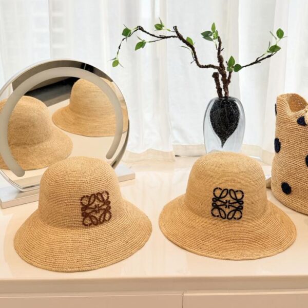 réplica,joyas,joyería,1:1,replica,fake,lujo,barato Gorro de pescador Loewe Premium de rafia, rafia tejida a mano (A2EBN7)