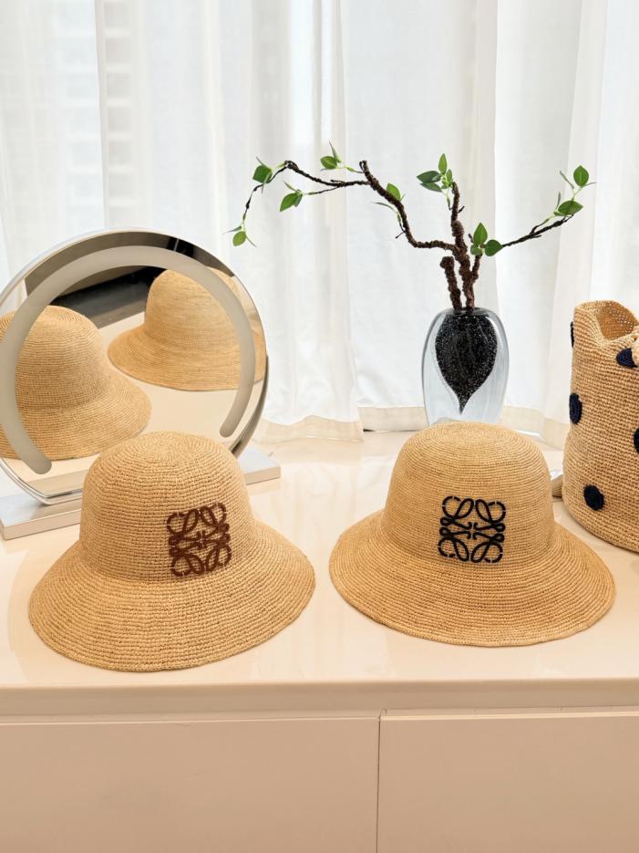 réplica,joyas,joyería,1:1,replica,fake,lujo,barato réplica,joyas,joyería,1:1,replica,fake,lujo,barato Gorro de pescador Loewe Premium de rafia, rafia tejida a mano (A2EBN7)