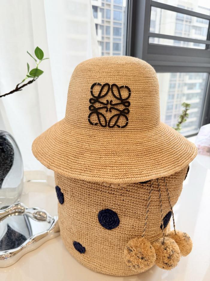 réplica,joyas,joyería,1:1,replica,fake,lujo,barato réplica,joyas,joyería,1:1,replica,fake,lujo,barato Gorro de pescador Loewe Premium de rafia, tejido a mano (O7UF2F)