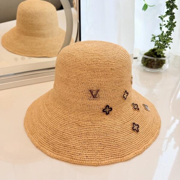 réplica,joyas,joyería,1:1,replica,fake,lujo,barato Sombrero de pescador de paja Louis Vuitton, tejido a mano con rafia natural (M33HH2)