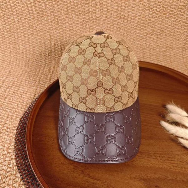 réplica,joyas,joyería,1:1,replica,fake,lujo,barato GUCCI – Gorra de béisbol con visera de cuero y letras grandes (0GYU8E)